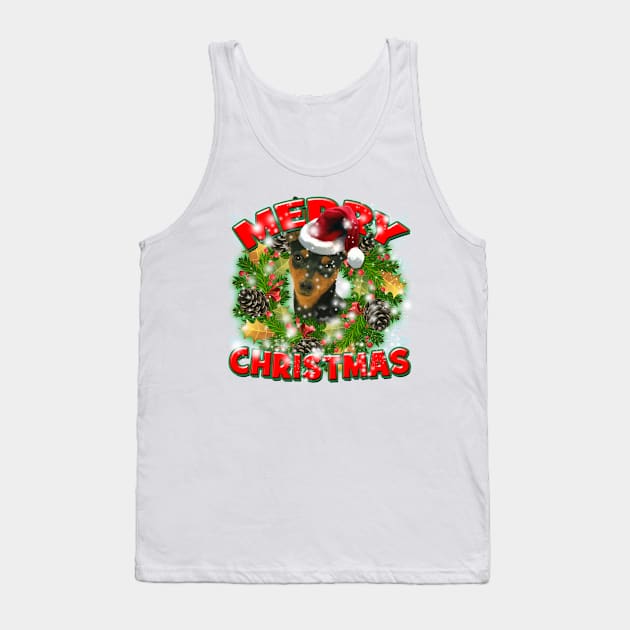 Merry Christmas Min Pin, Miniature Pinscher Dog Gift Tank Top by MagikTees